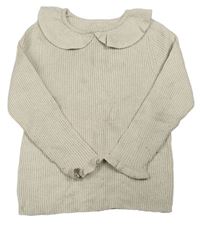 Béžový žebrovaný svetr s límečkem zn. George