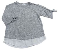 Šedé žebrované pletené tričko s halenkou zn. Primark