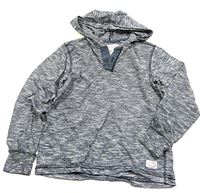 Tmavomodré melírované triko s kapucí zn. H&M