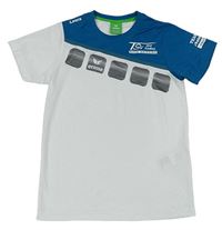 Bílo-tyrkysové sportovní funkční tričko s logem zn. Erima 