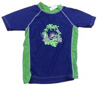 Tmavomodro-zelené UV tričko s listy zn. Pusblu