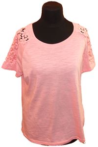 Dámské růžové tričko s krajkou zn. F&F 