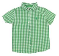 Zeleno-bílá kostkovaná košile s výšivkou zn. F&F