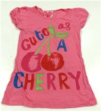 Růžové tričko s třešničkami a nápisy zn. Y.d.