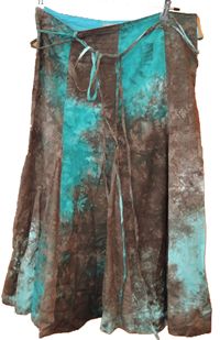 Dámská hnědo-modrá melírovaná plátěná sukně zn. Marks&Spencer
