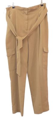 Dámské béžové volné kalhoty s kapsami a páskem  zn. Primark