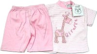 Outlet - růžový letní set se žirafkou