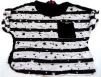 Černo-bílé krátké široké pruhované tričko s hvězdičkami zn.Y.d. 