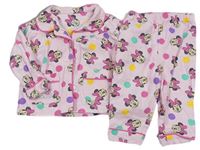 Světlerůžové flanelové pyžamo s Minnie a puntíky zn. Disney