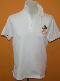 Pánské bílé tričko s límečkem a potiskem
