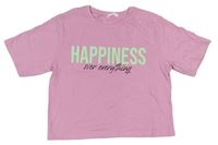 Růžové crop tričko s nápisy zn. Candy Couture