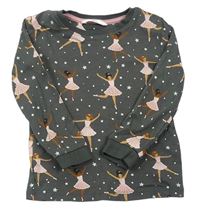 Tmavošedé pyžamové triko s baletkami a hvězdičkami zn. M&S