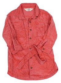 Růžové žebrované sametové košilové šaty zn. H&M