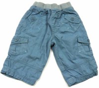 Modré plátěné oteplené kalhoty s kapsami zn. Mini Mode