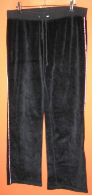 Dámské černé sametové kalhoty s proužky