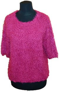Dámský růžový chlupatý svetr zn. New look 