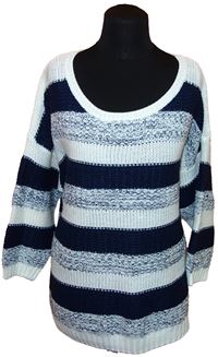 Dámský modro-bílý pruhovaný svetr