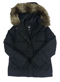 Černá šusťáková zimní bunda s kapucí zn. New Look