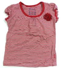 Červeno-bílé pruhované tričko s kytičkou zn. Pumkin Patch