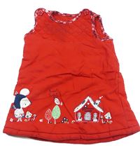 Červené zateplené šaty s obrázkem zn. TU