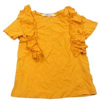 Oranžové tričko s volánky zn. H&M