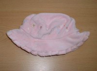 Růžový sametový klobouček s kytičkami zn. Mini Mode