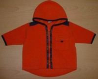 Oranžová fleecová bundička s kapucí a nápisy zn. Adams