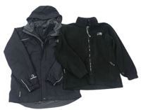 3v1 - Černá šusťáková funkční celoroční bunda s ukrývací kapucí zn. Karrimor
