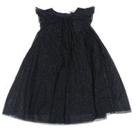 Černé třpytivé tylové šaty s volánky zn. H&M