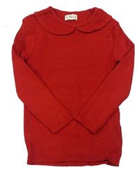 Červený žebrovaný svetr s límečkem zn. F&F