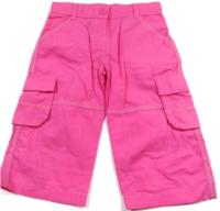 Růžové plátěné 3/4 kalhoty s kapsami zn. Mothercare