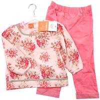 Nové - 2set - Růžová květovaná mikina + manžestrové kalhoty 