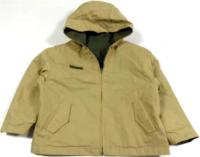 Béžovo-khaki plátěná jarní oboustranná bundička s kapucí zn.Marks&Spencer 