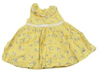 Žluté kytičkované plátěné šaty zn. Mothercare 