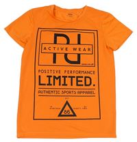 Křiklavě oranžové sportovní tričko s nápisy zn. YIGGA