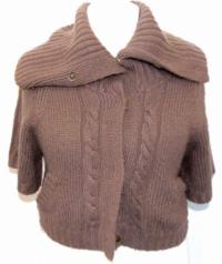 Dámský hnědý propínací svetr s límcem zn. Dorothy Perkins 