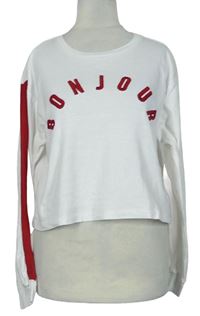Dámské bílo-červené crop triko s nápisem zn. Topshop 