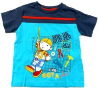Outlet - Modro-tmavomodré tričko s Bořkem zn. C&A