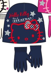 Nové - 2set - Tmavomodrá čepička s Kitty+rukavičky zn. Sanrio