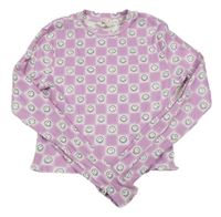 Růžovo-bílé kostkované žebrované triko se smajlíky zn. H&M
