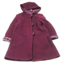 Fialový vlněný kabátek s kapucí