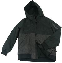 Černo-šedá šusťáková zateplená bunda s kapucí zn. Primark