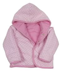 Světlerůžový propínací zateplený oboustranný kojenecký kabátek s kapucí zn. M&S