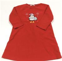 Červená fleecová noční košile s obrázkem zn. Primark