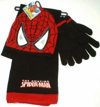 Outlet - 3set - čepička+šála+prstové rukavičky Spiderman