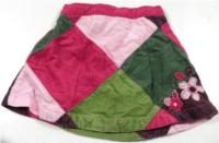 Růžovo-zelená patchworková manžestrová sukýnka zn.Mini Mode 