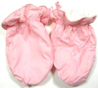 Růžové šusťákové oteplené rukavičky