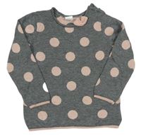 Šedý melírovaný puntíkatý svetr s mašlí zn. H&M