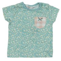 Tyrkysové květované tričko s kapsou zn. M&Co.