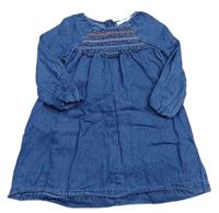 Modré riflové šaty s výšivkami zn. M&S